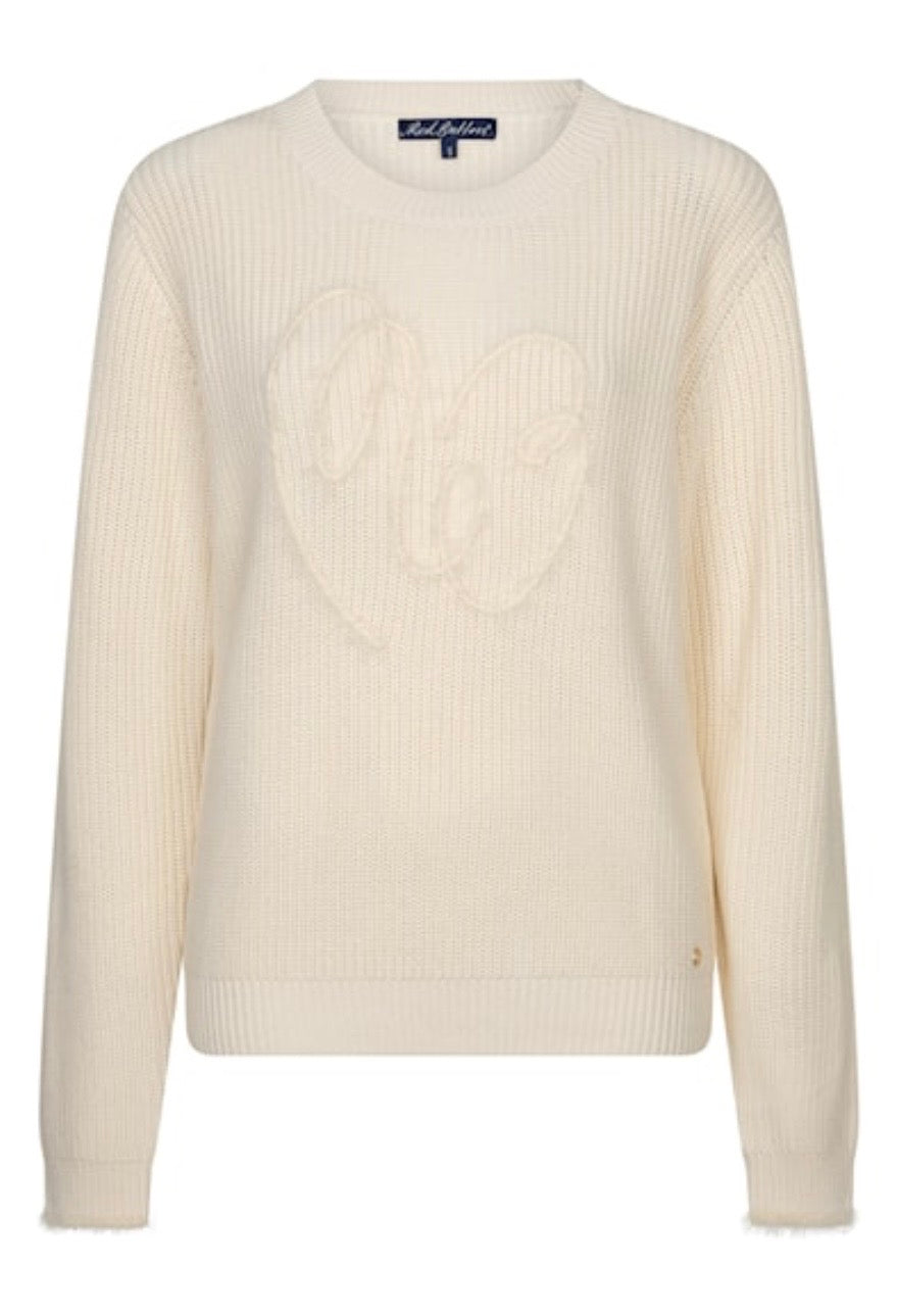 Sweater ribbon logo Ecru