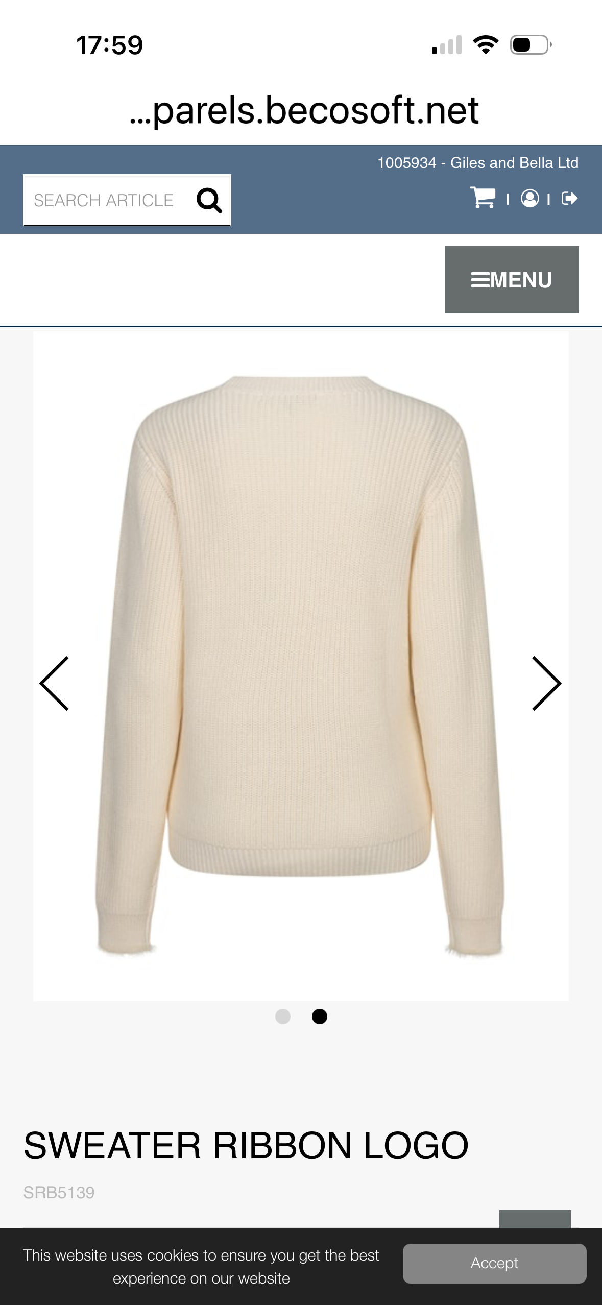 Sweater ribbon logo Ecru