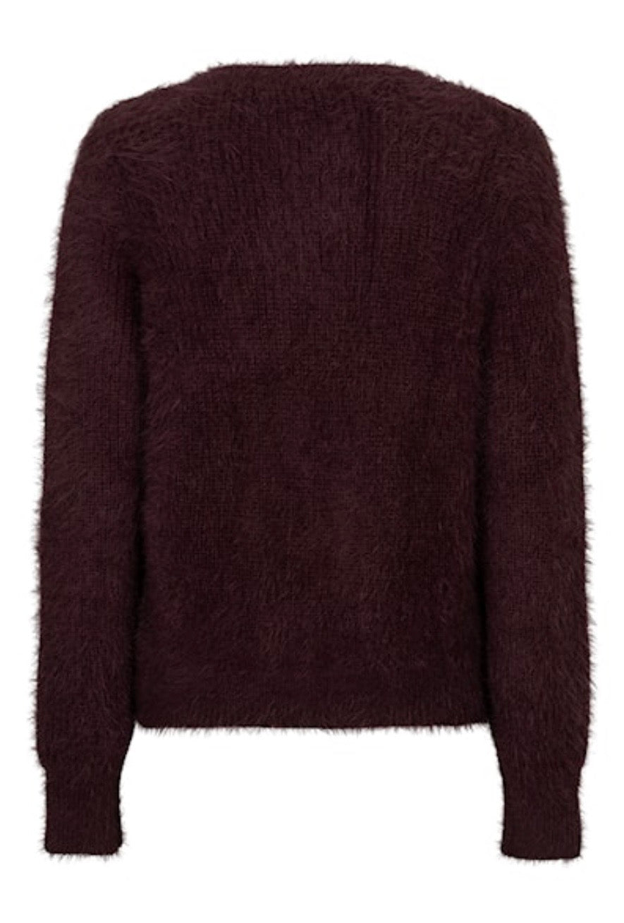 Cardigan Fuzzy Burgandy