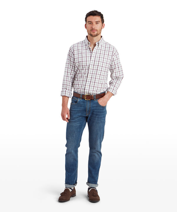 Brancaster Classic Shirt Wine Check