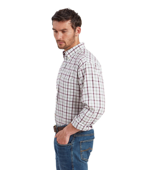 Brancaster Classic Shirt Wine Check