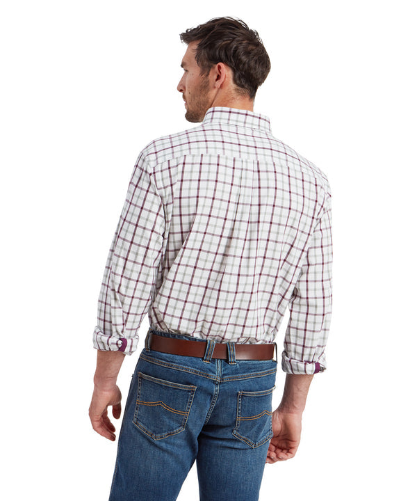 Brancaster Classic Shirt Wine Check