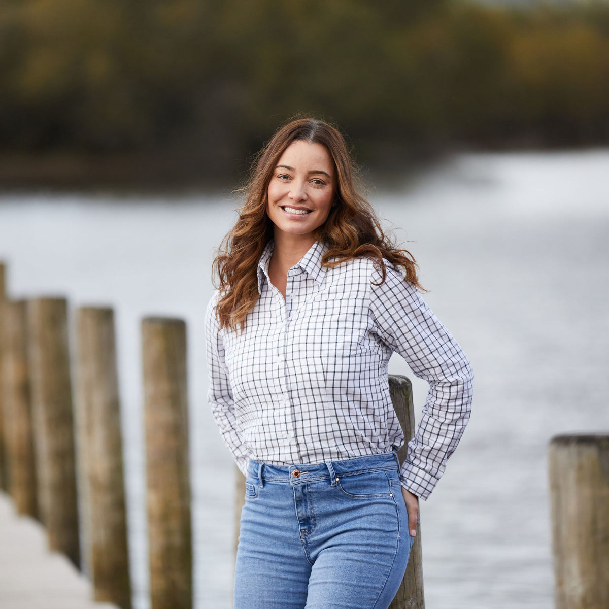 Ladies Swedgebrook Shirt Deep Forest/Smokey Olive