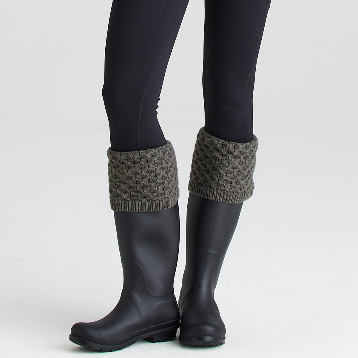 Double Cuff Welly Socks Moss