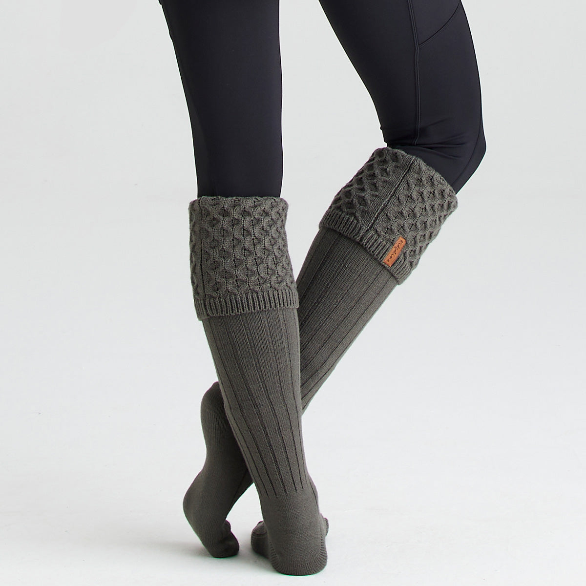 Double Cuff Welly Socks Moss