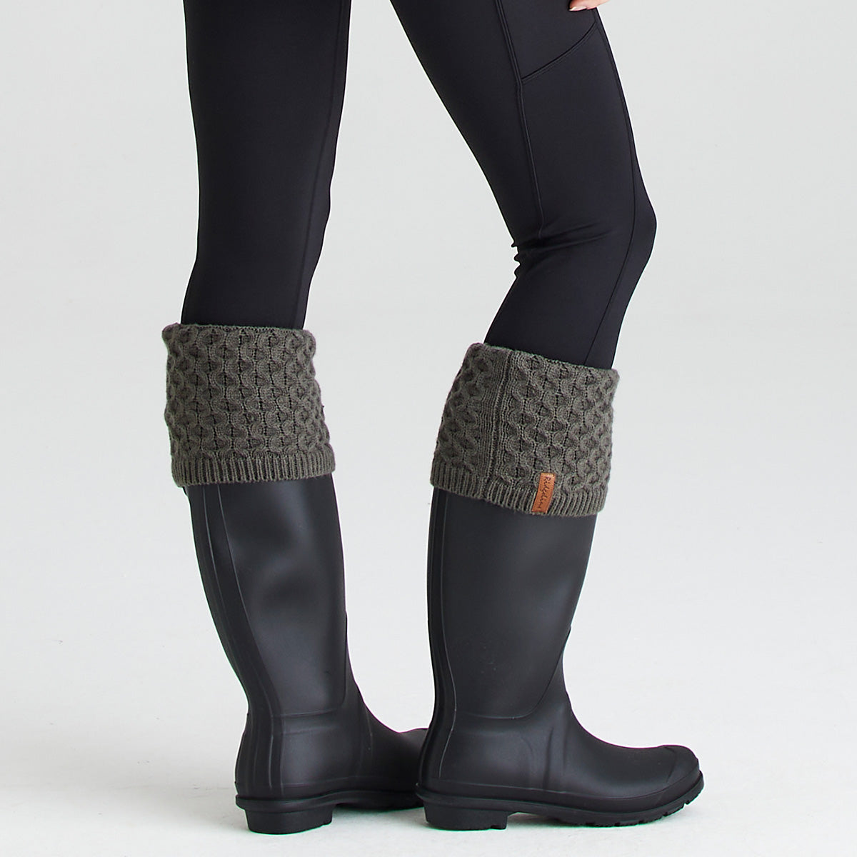 Double Cuff Welly Socks Moss