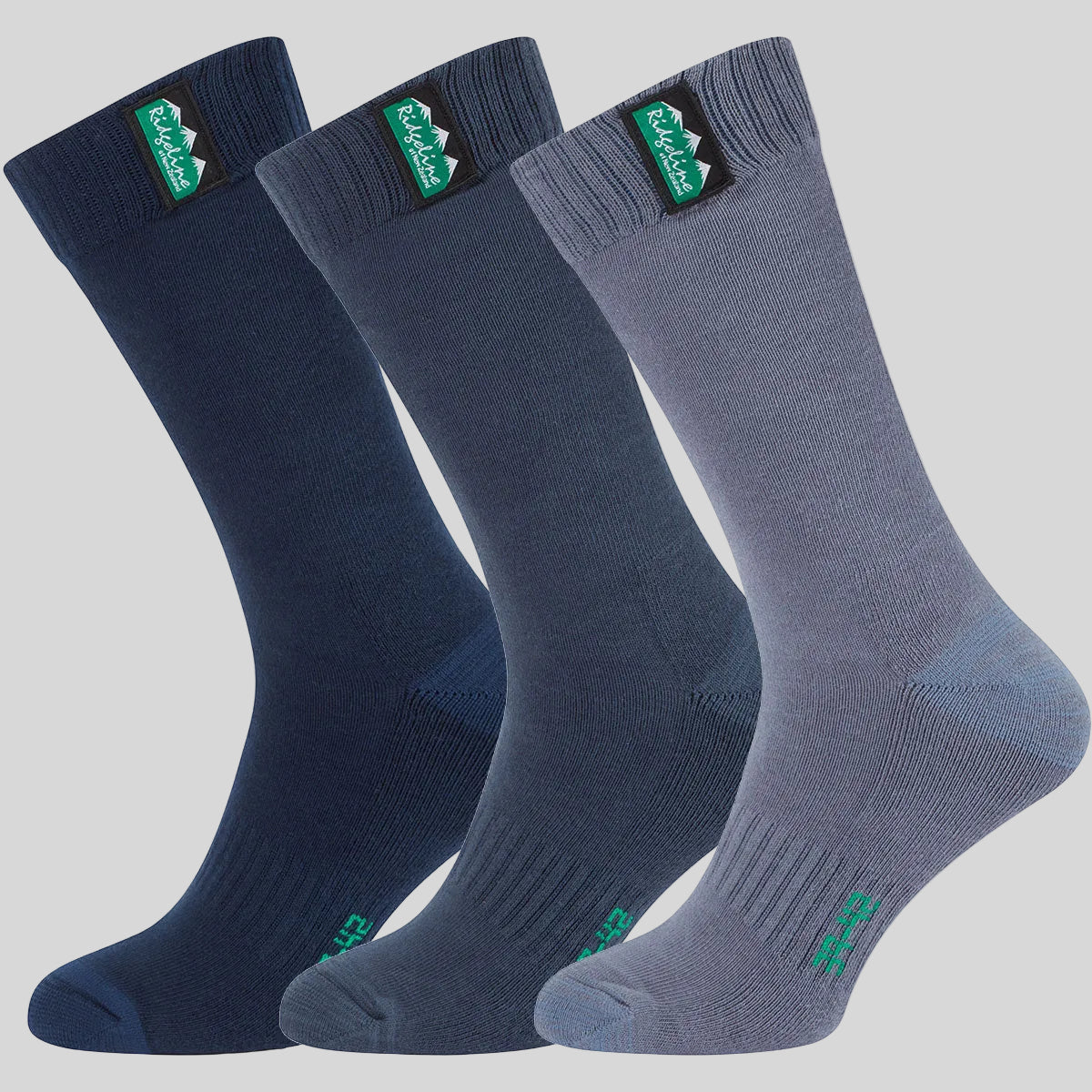 Unisex Cotton Work Socks Mid Length Navy Multi 36-