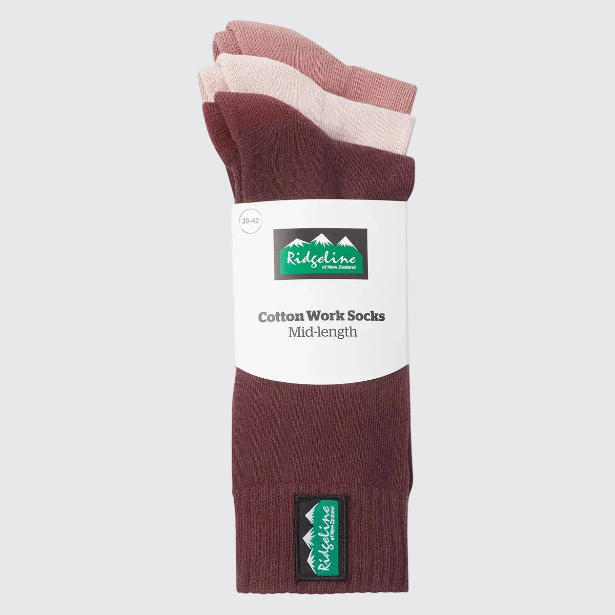 Unisex Cotton Work Socks Mid Length Oxblood