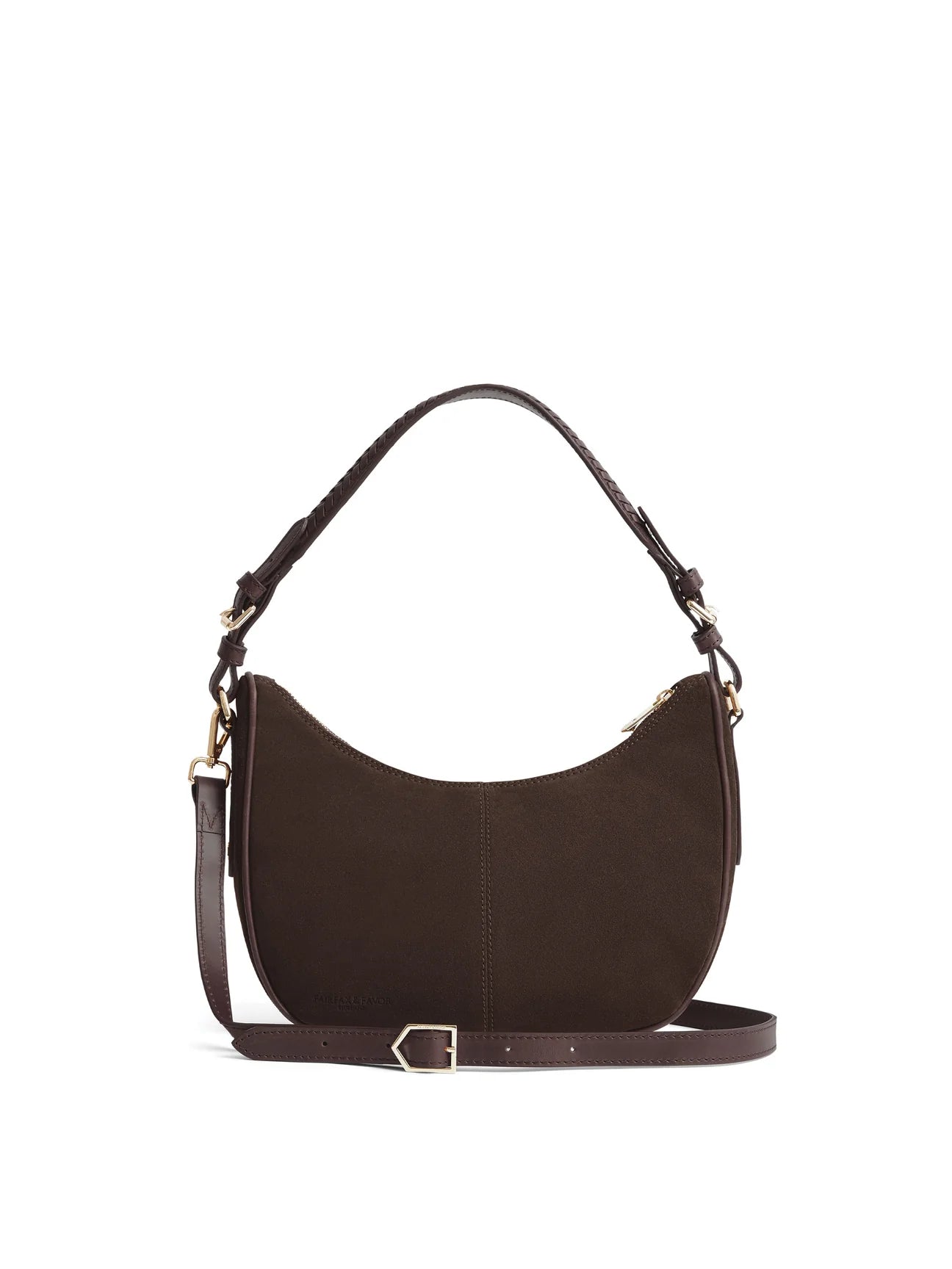 The Tetbury Women's Crescent Bag - Chocolate Suede