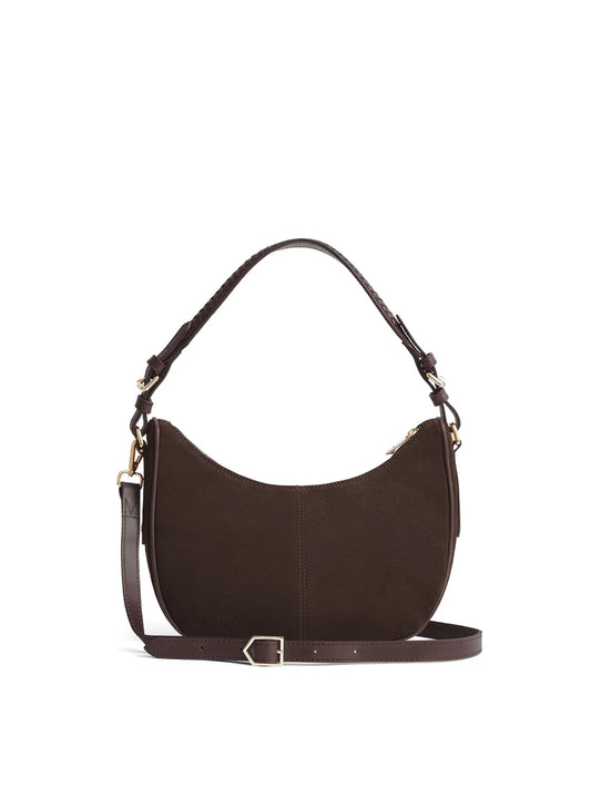 The Tetbury Women's Crescent Bag - Chocolate Suede