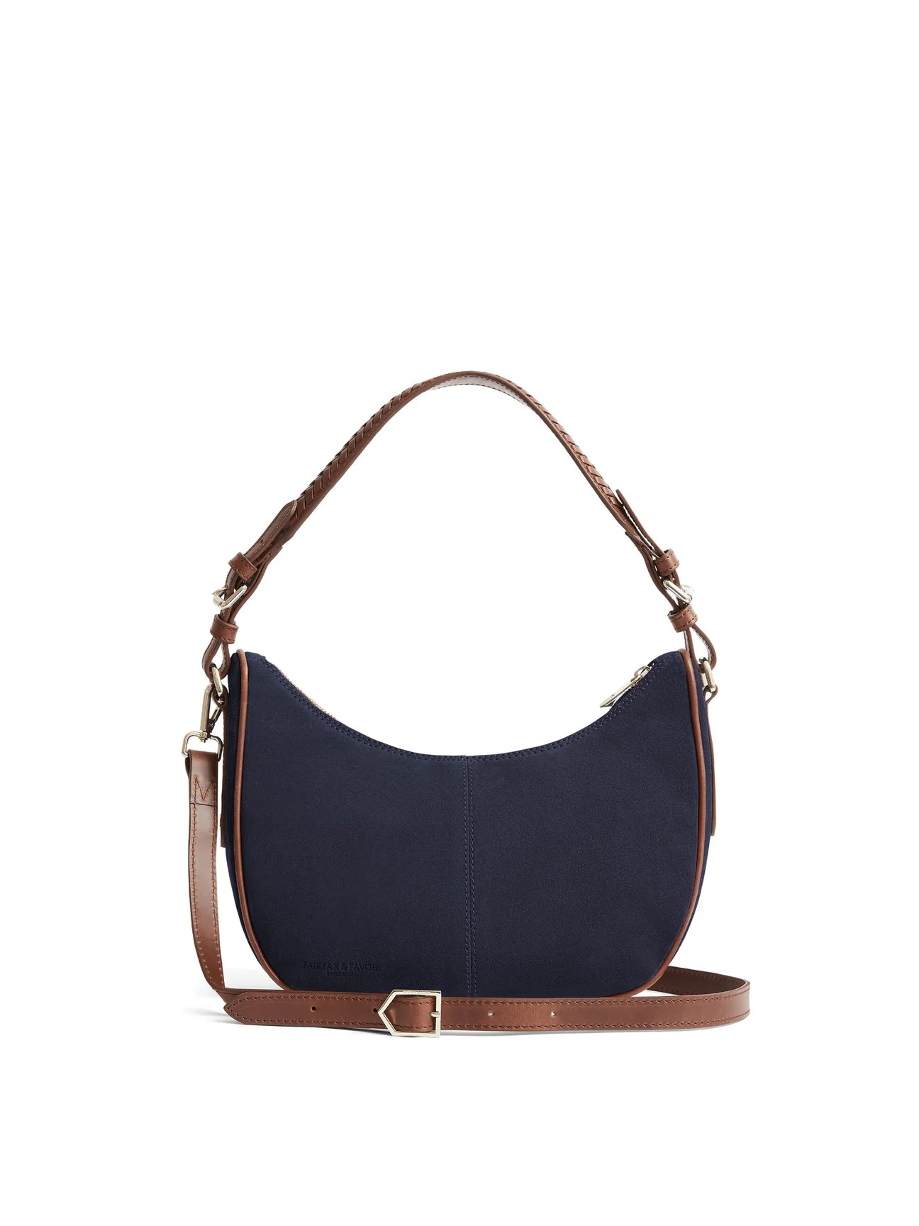 The Tetbury Women's Crescent Bag - Navy Suede