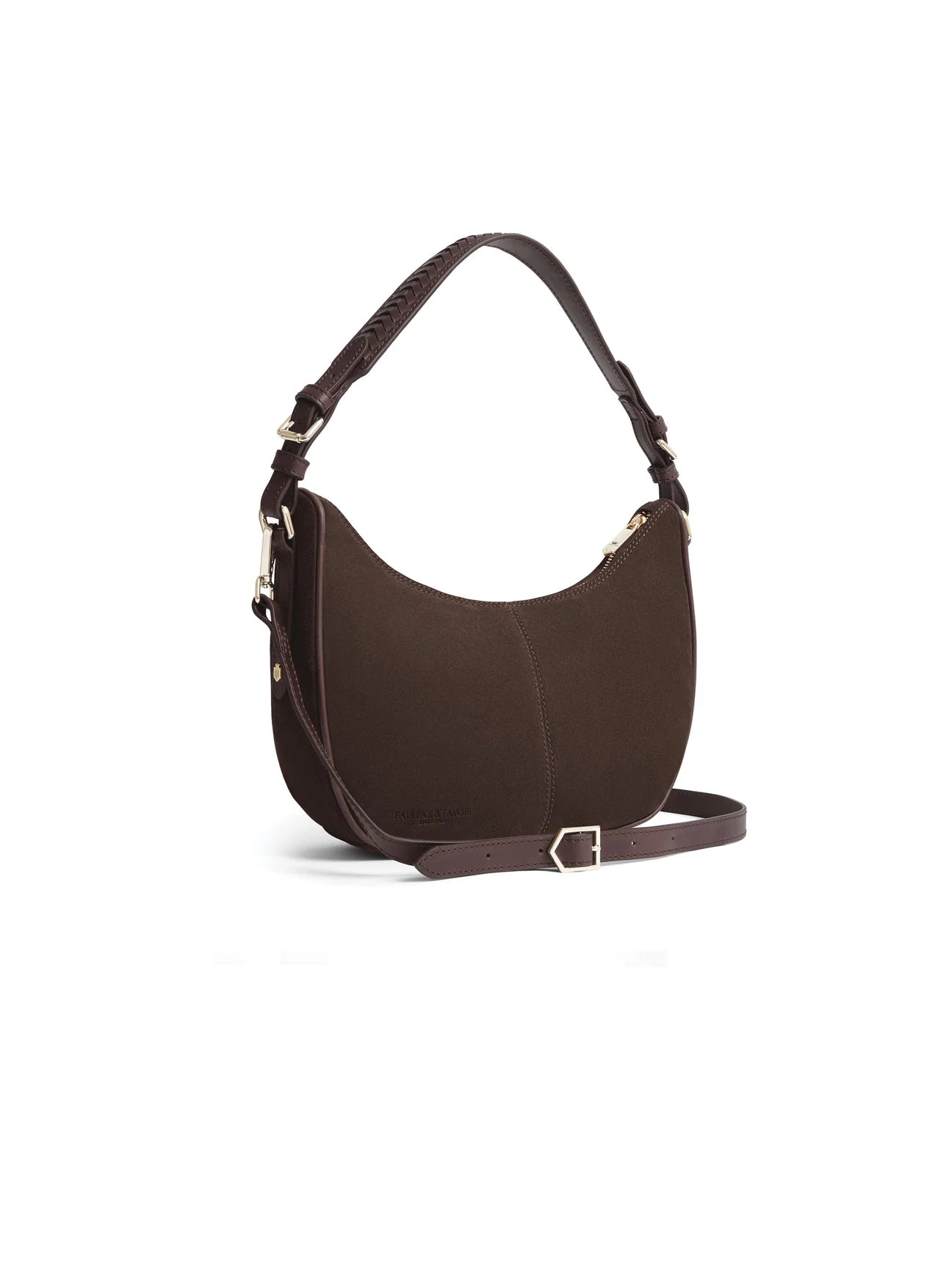 The Tetbury Women's Crescent Bag - Chocolate Suede