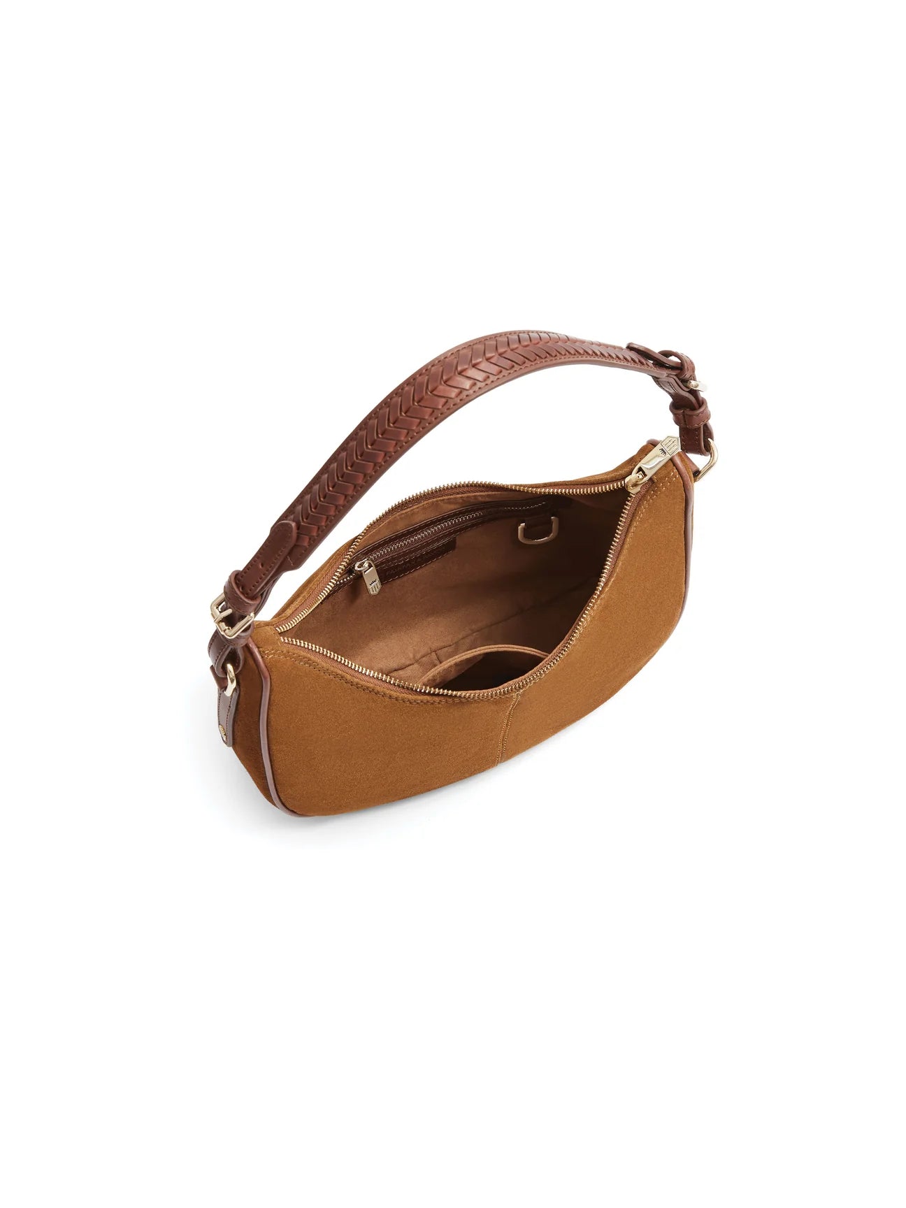 The Tetbury Women's Crescent Bag - Tan Suede