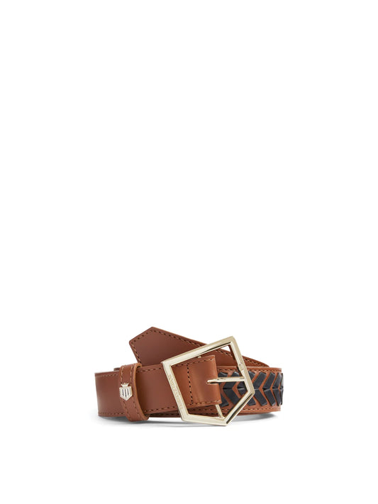 The Tetbury Women's Belt - Tan & Navy Leather