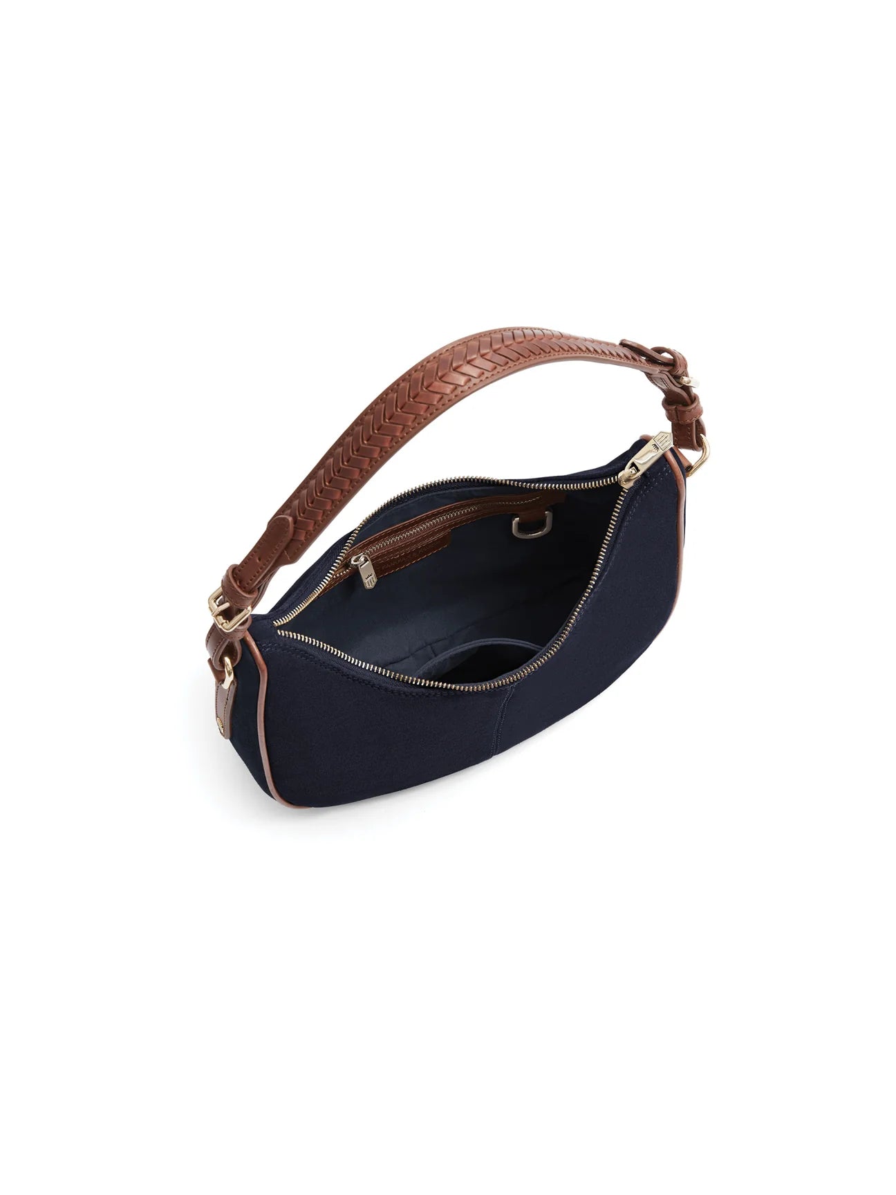 The Tetbury Women's Crescent Bag - Navy Suede