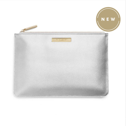 Soft Pebble Perfect Pouch Bag - Silver