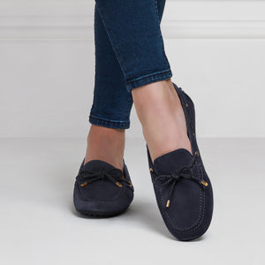 The Henley Women's Driving Shoe - Navy Blue Suede