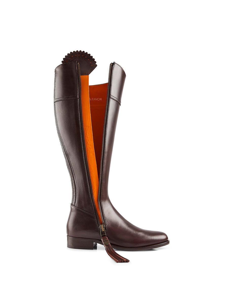 The Regina Women's Tall Boot - Mahogany Leather, Narrow Calf