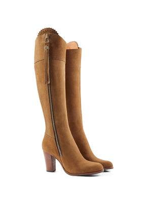 The Regina Women's Tall High-Heeled Boot - Tan Suede