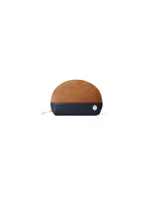 The Chiltern Women's Coin Purse - Tan & Navy Suede