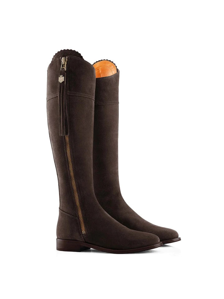 The Regina, Women’s Tall Boot - Chocolate Suede, Regular Fit