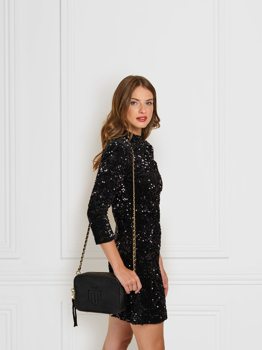 The Finsbury Women's Crossbody Bag - Black Suede