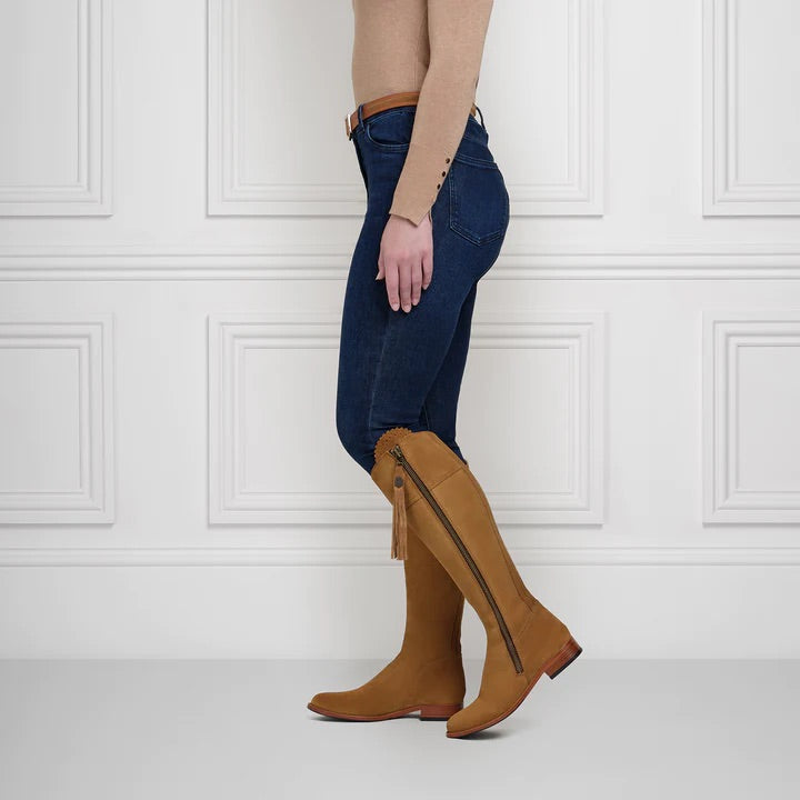 The Regina, Women’s Tall Boot - Tan Suede, Sporting Fit