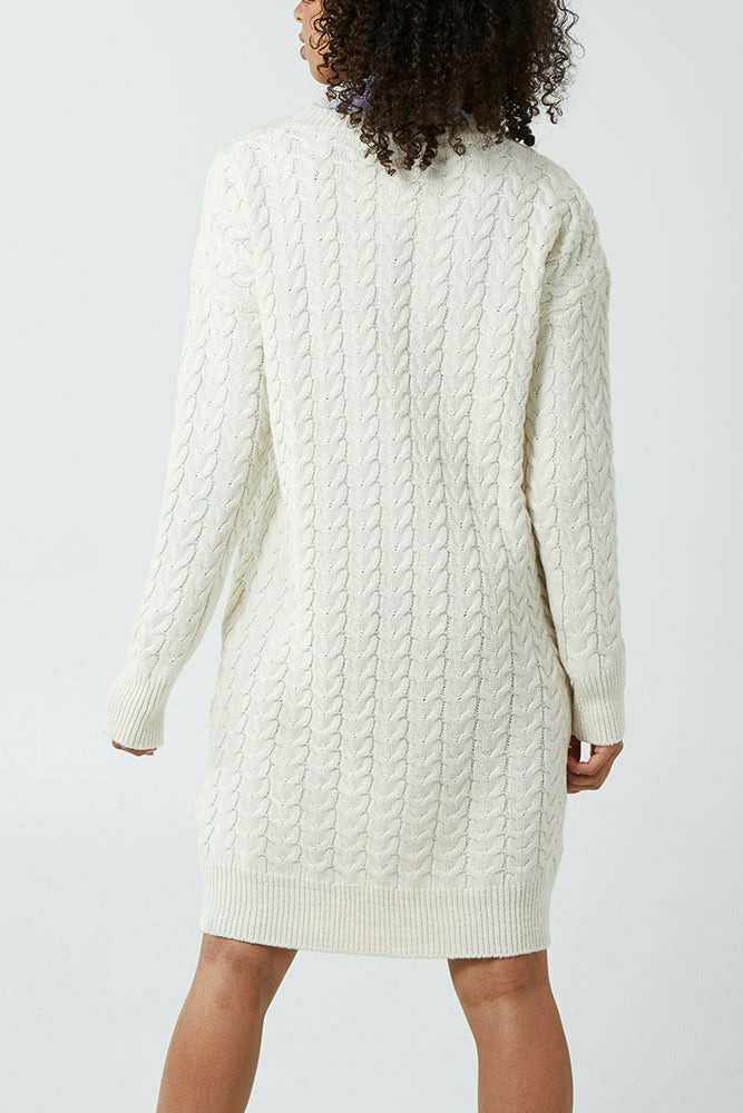 Whitstable Cable Knit Dress Cream