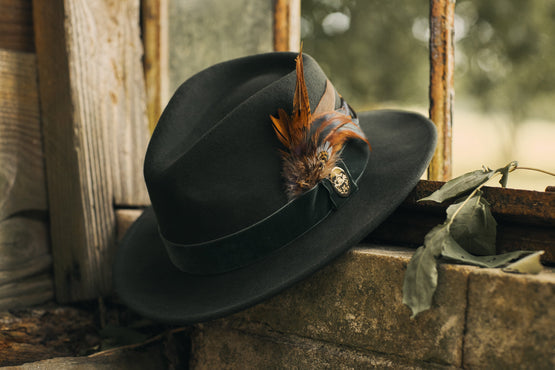 The Chelsworth Fedora in Olive Green (Coque & Pheasant Feather)