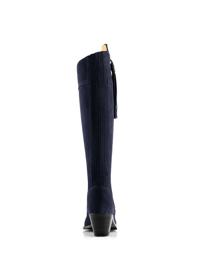 The Heeled Regina Women’s Tall Boot - Navy Blue Suede, Regular Fit