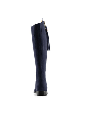 The Regina Women's Tall Boot - Navy Blue Suede, Narrow Calf