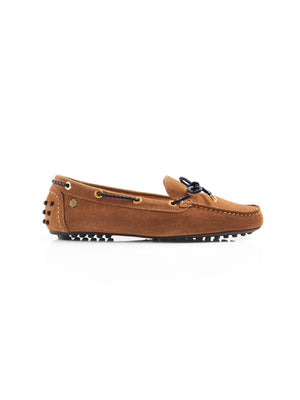 The Henley Women's Driving Shoe - Tan & Navy Suede