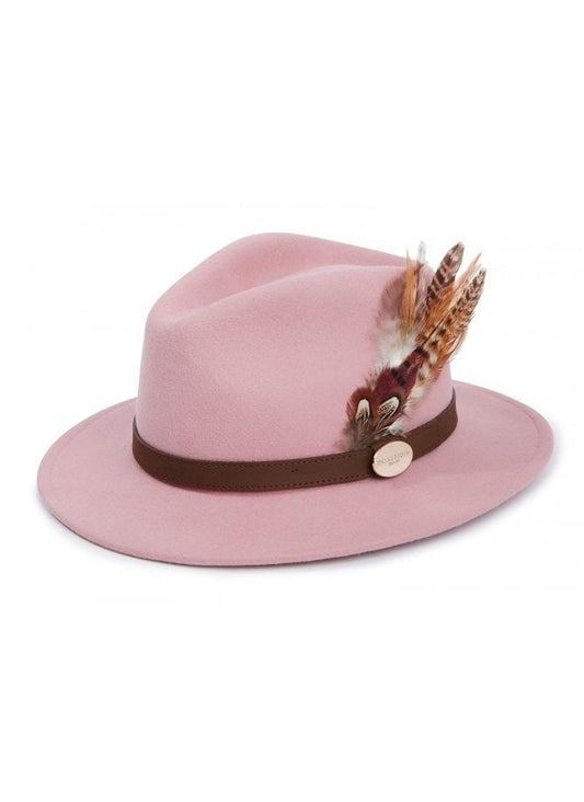 The Suffolk Fedora Dusky Pink (Bronze Feather)