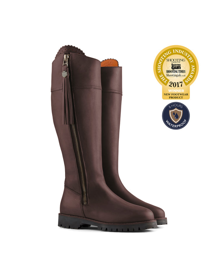 The Explorer Women's Waterproof Boot - Mahogany Leather, Sporting Calf