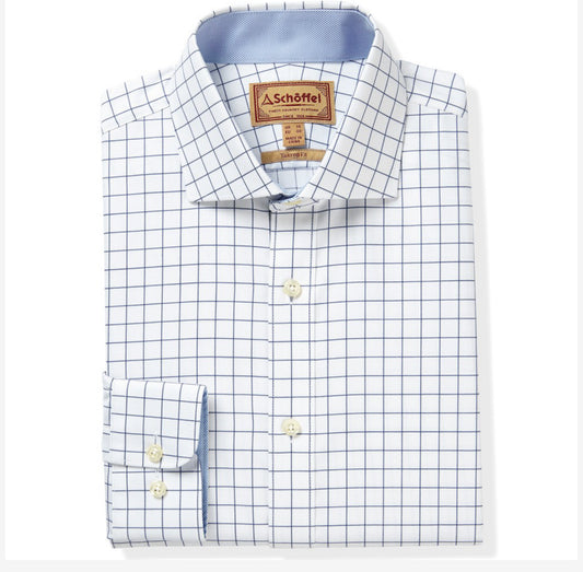 Greenwich Classic Shirt Navy Check by Schoffel