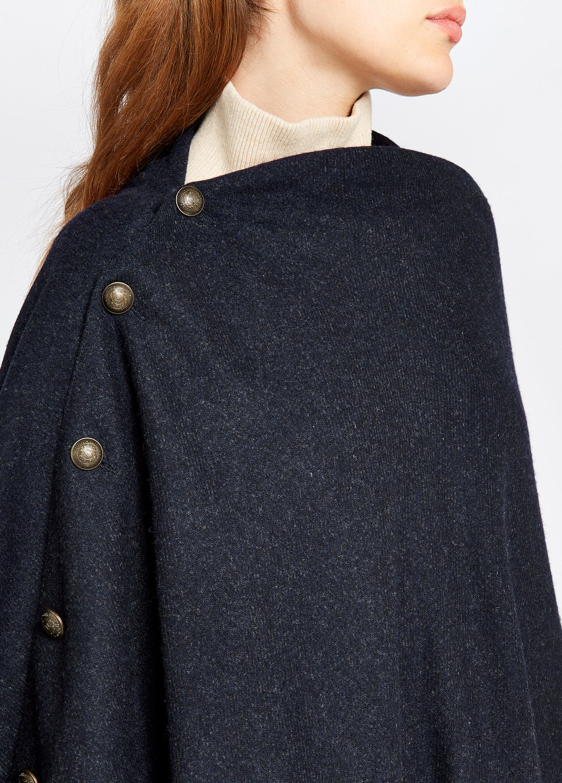 Hazelwood Tweed Poncho-Navy