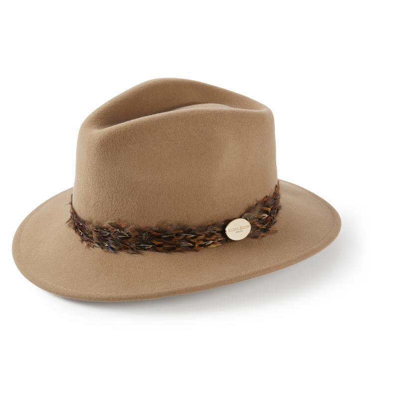 The Suffolk Fedora Camel (Pheasant Feather Wrap)