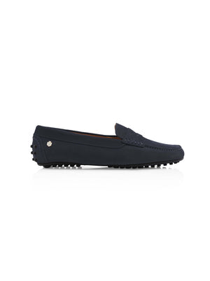 The Hemsby Women's Driving Shoe - Navy Suede