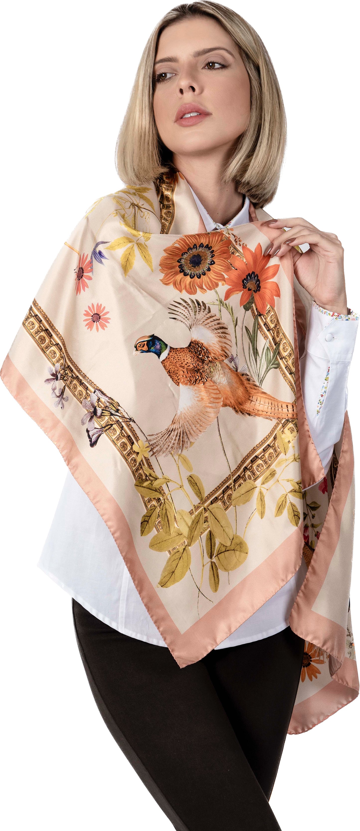 Sabrina 100% Italian Silk Scarf Peach