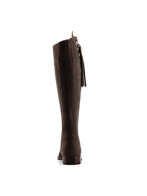 The Regina Women's Tall Boot - Chocolate Suede, Sporting Calf