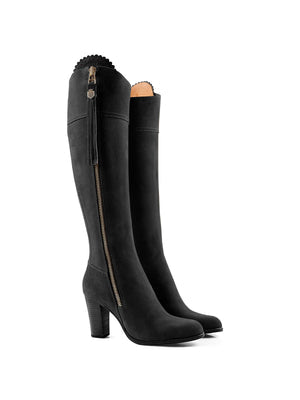 The Regina Women's Tall High-Heeled Boot - Black Suede