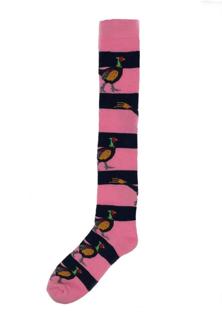 Pink&Navy Pheasant Welly Socks