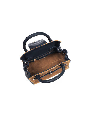 The Windsor Women's Mini Handbag - Tan & Navy Suede