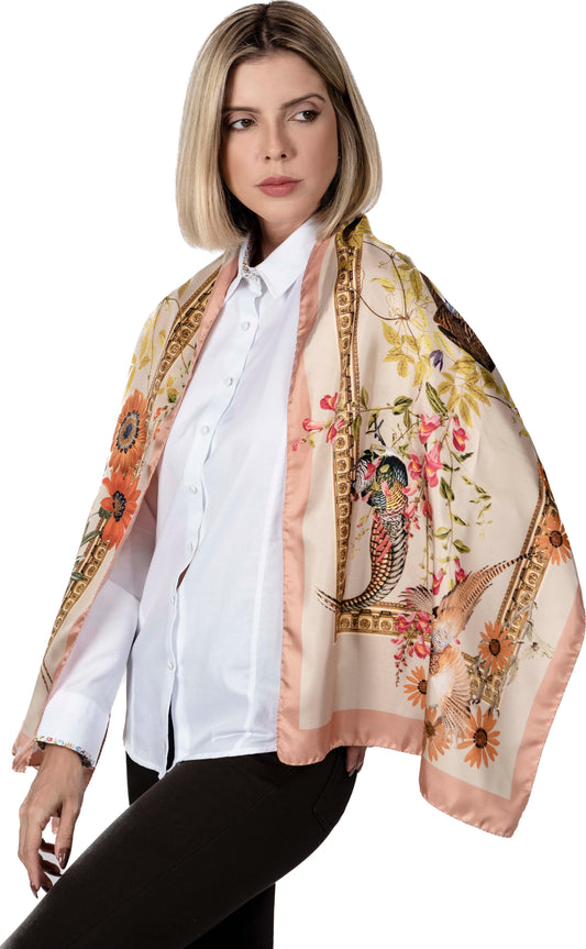 Sabrina 100% Italian Silk Scarf Peach