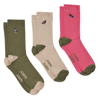 Ladies adies Bamboo Sock (Box of 3) French Partridge Artichoke Mix