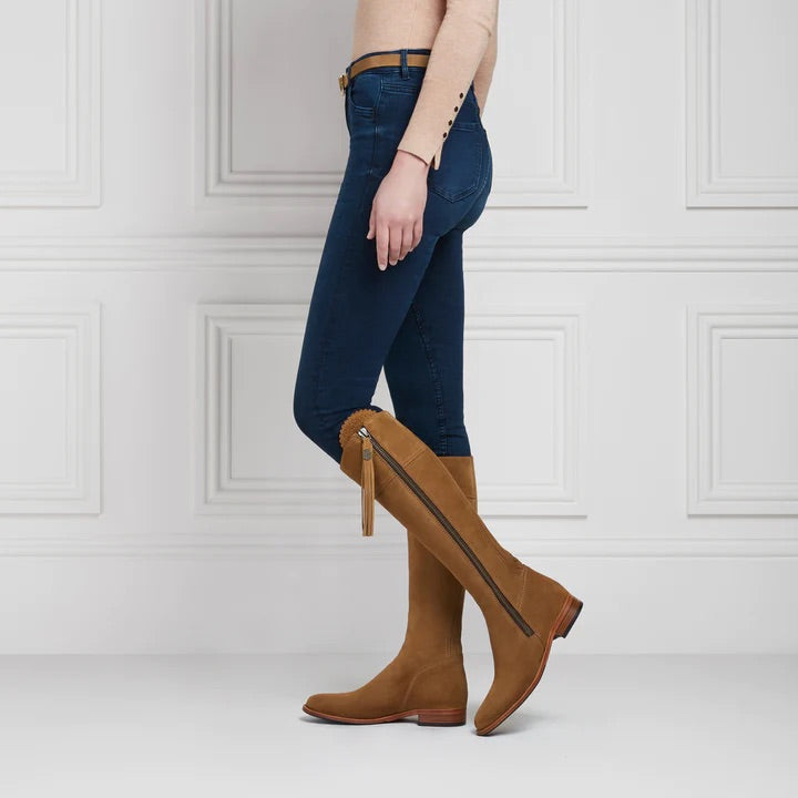 The Regina Women's Tall Boot - Tan Suede, Narrow Calf