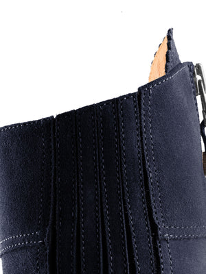 The Regina Women's Tall Boot - Navy Blue Suede, Narrow Calf