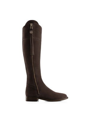 SECONDS The Regina Women's Tall Boot - Chocolate Suede, Sporting Calf