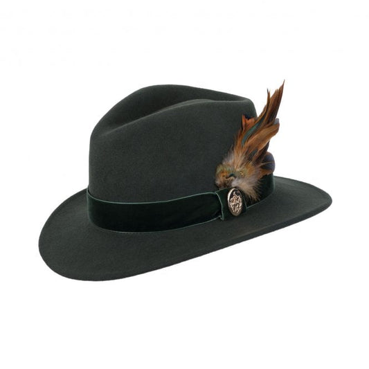 The Chelsworth Fedora in Olive Green (Coque & Pheasant Feather)