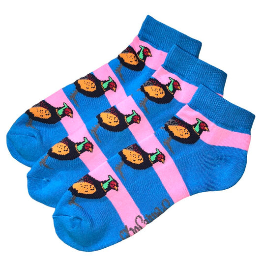 Short Socks Pink & Blue Pheasant